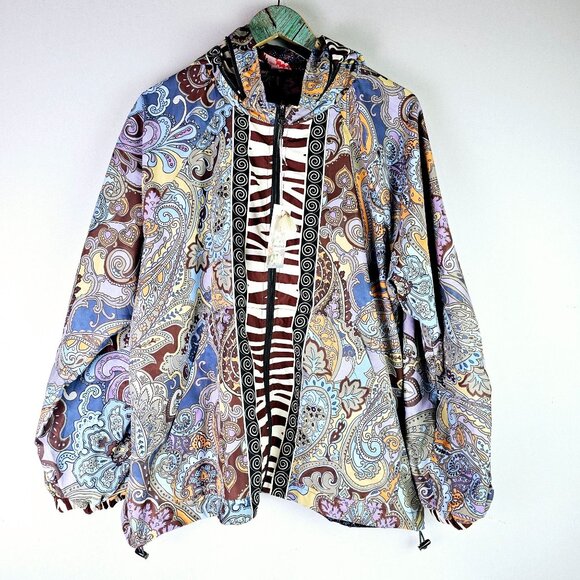 Johnny Was Harmon Jacket Reversible, Multi-Pattern, Rain Jacket, Hooded, Lg, NWT - Picture 10 of 15